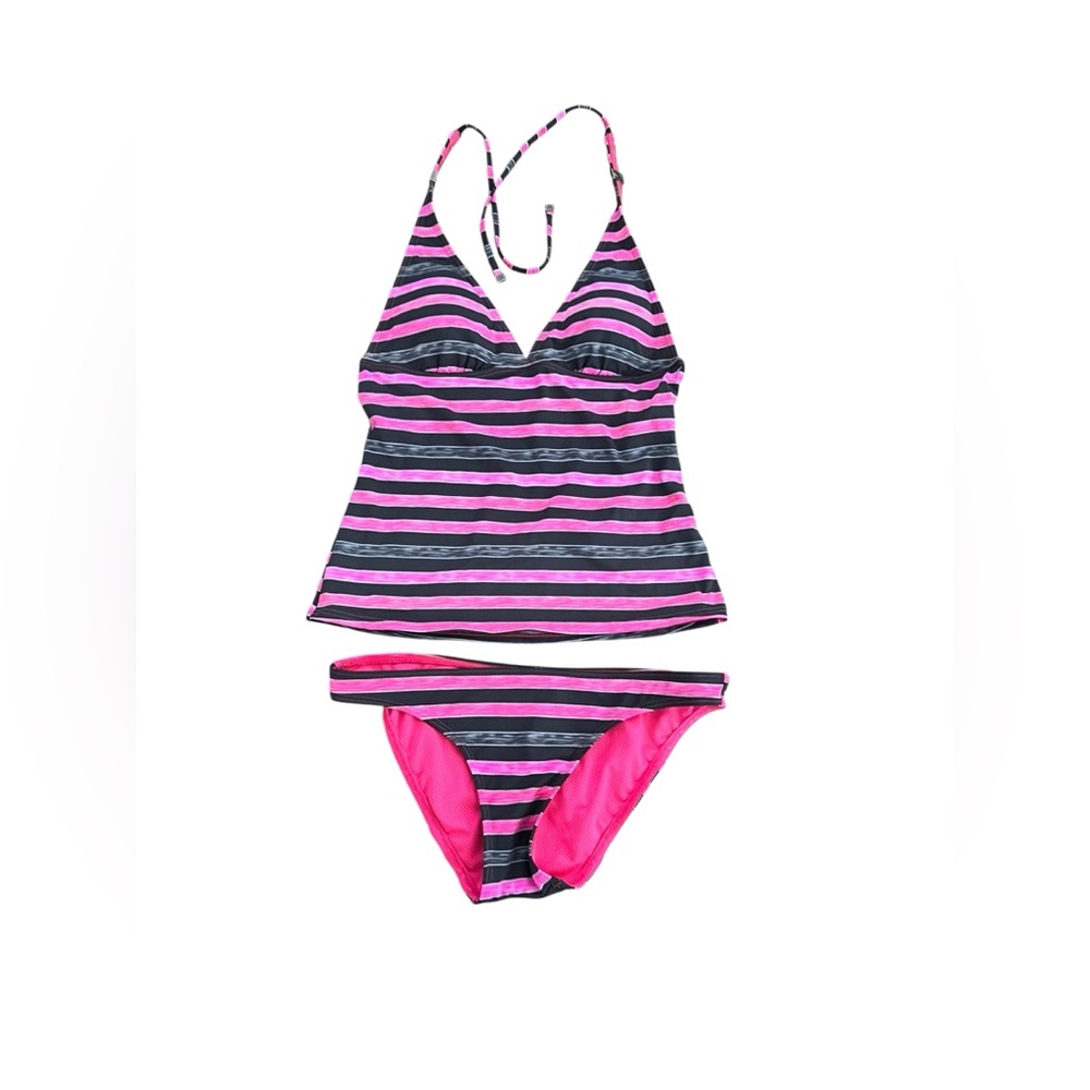 Oakley Striped Pink and Black tanking Bikini Set